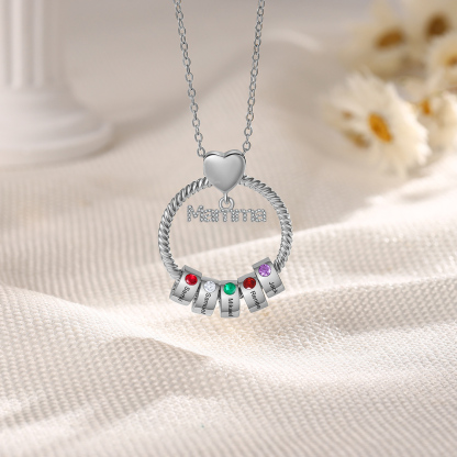 Personalised Mamma Pendant Necklace Custom 1-5 Birthstones & 1-5 Names Gifts for Mother-Jessemade AU