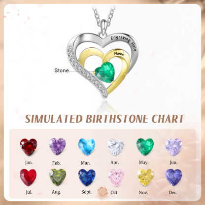 1 Name - Personalised Heart Pendant Necklace Custom Birthstone Engraved Text Necklace Gift for Her-Jessemade AU