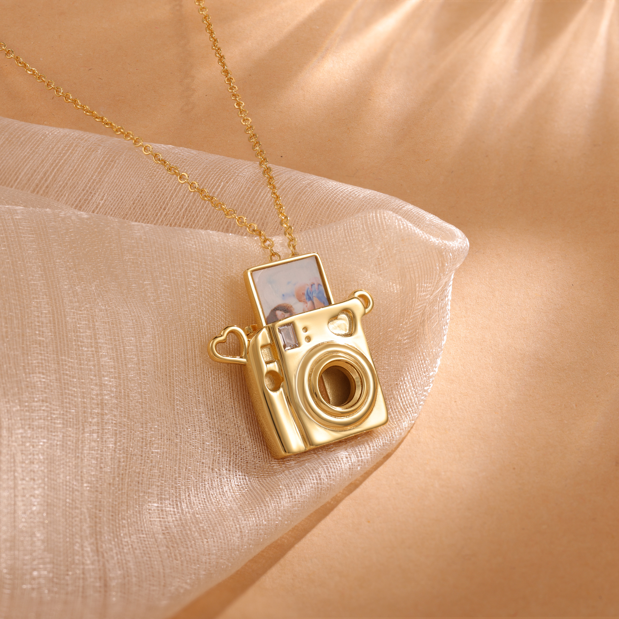 Personalized Photo Necklace - Camera Pendant Necklace with Customize 1 Photo for Her | Jessemade