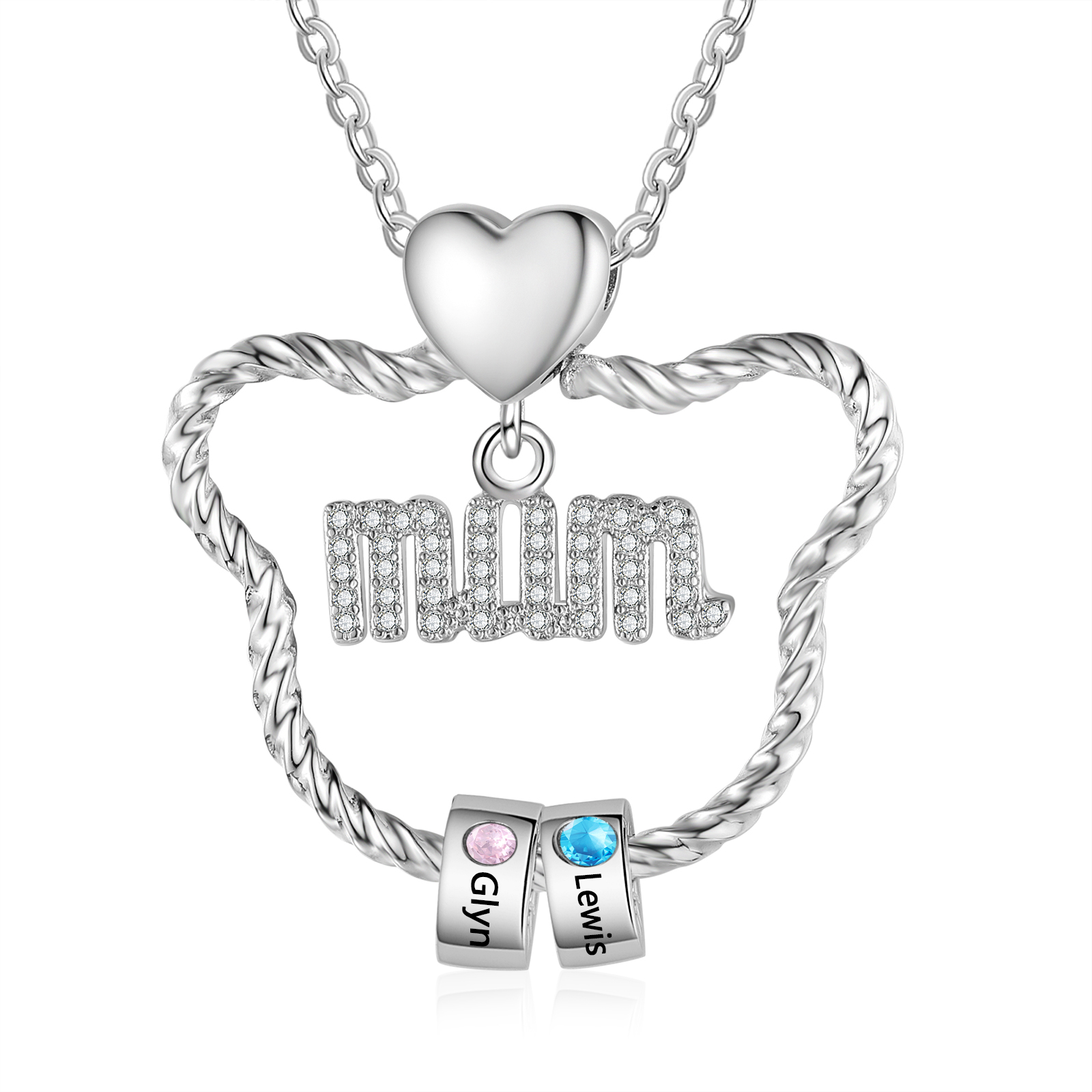 Personalised Mum Pendant Necklace Custom 2-5 Birthstones & 2-5 Names Gift for Mother-Jessemade AU