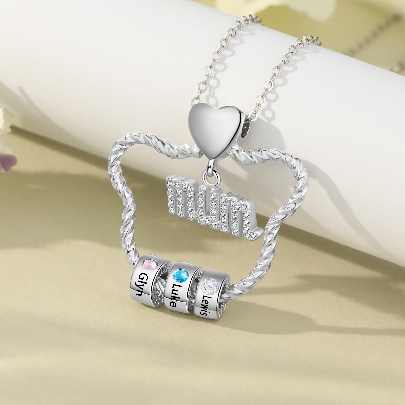 Personalised Mum Pendant Necklace Custom 2-5 Birthstones & 2-5 Names Gift for Mother-Jessemade AU