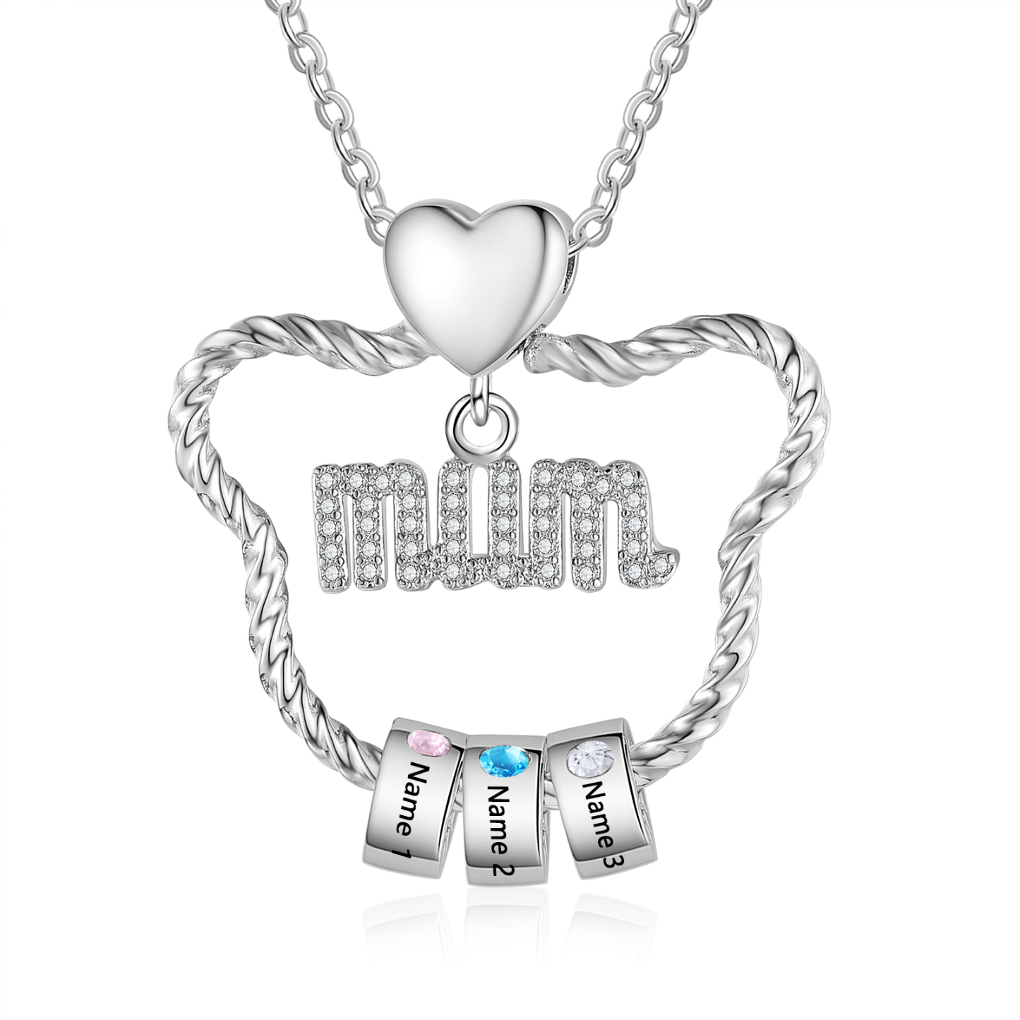 Personalised Mum Pendant Necklace Custom 2-5 Birthstones & 2-5 Names Gift for Mother-Jessemade AU