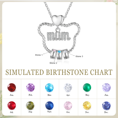 Personalised Mum Pendant Necklace Custom 2-5 Birthstones & 2-5 Names Gift for Mother-Jessemade AU