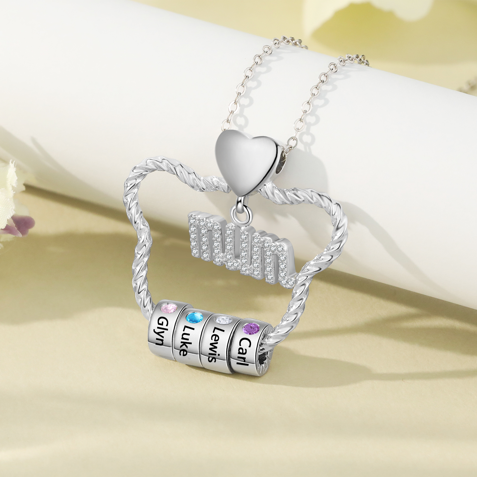 Personalised Mum Pendant Necklace Custom 2-5 Birthstones & 2-5 Names Gift for Mother-Jessemade AU