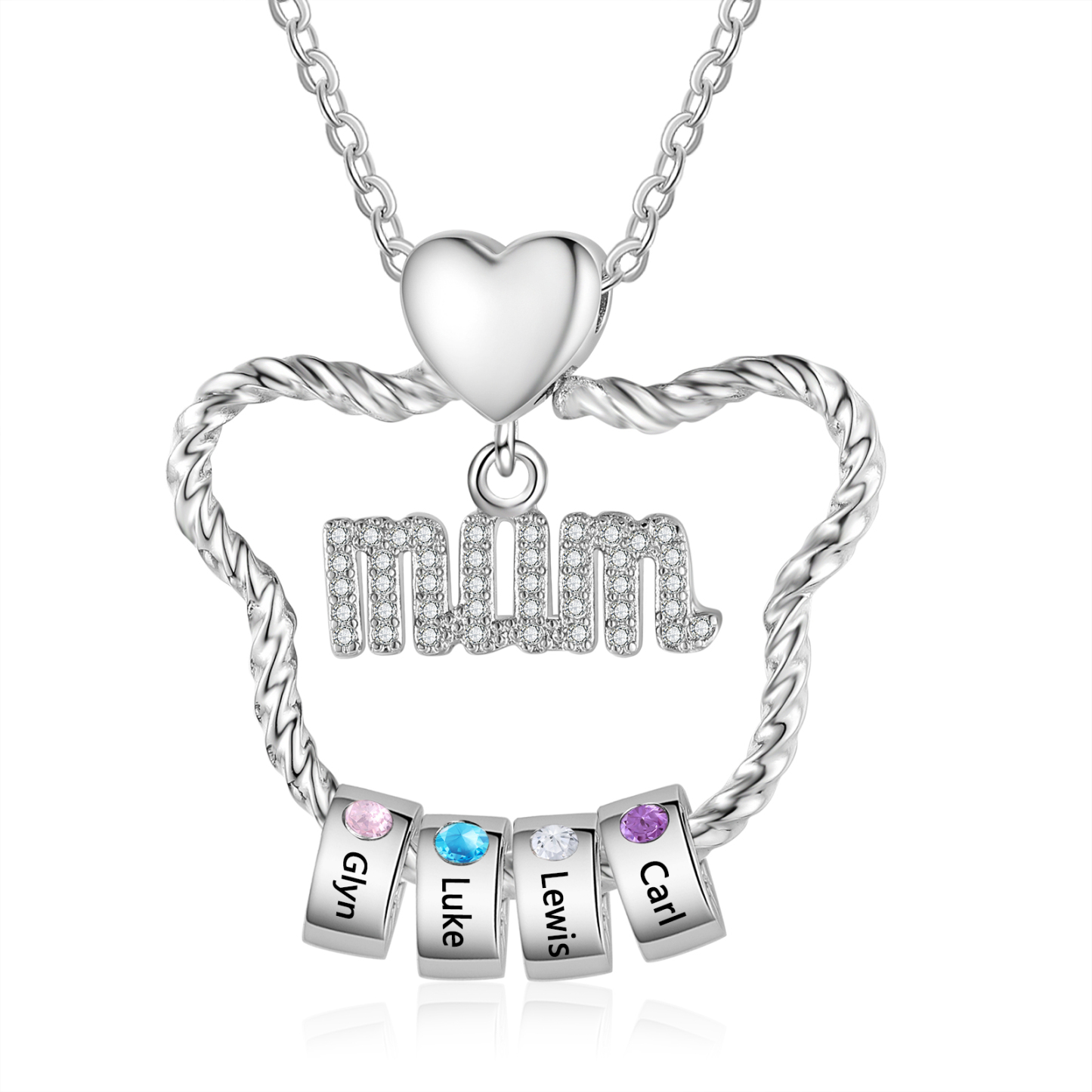 Personalised Mum Pendant Necklace Custom 2-5 Birthstones & 2-5 Names Gift for Mother-Jessemade AU