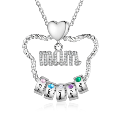 Personalised Mum Pendant Necklace Custom 2-5 Birthstones & 2-5 Names Gift for Mother-Jessemade AU