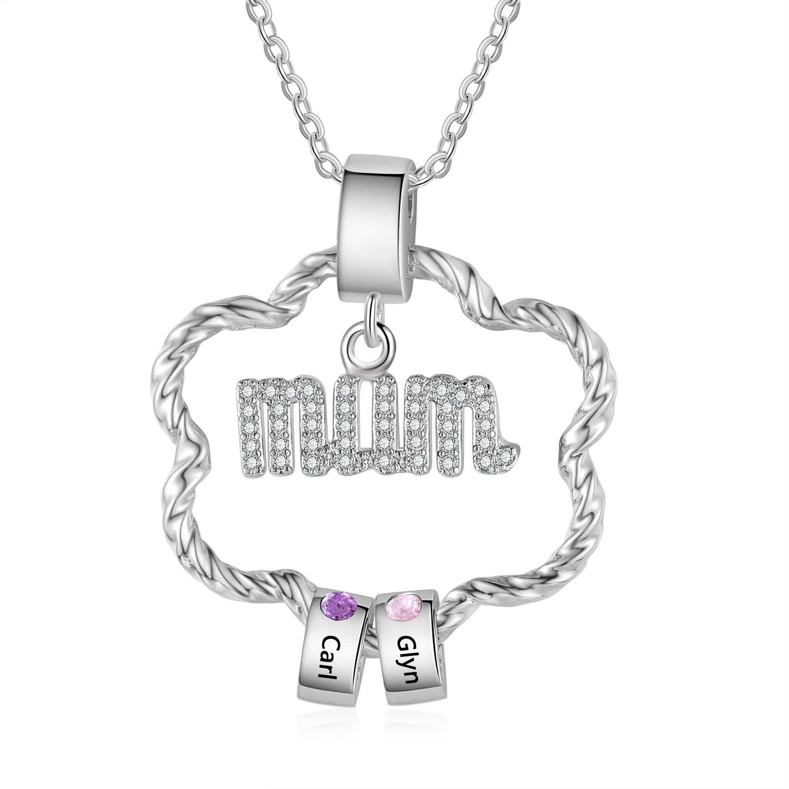 Personalised Mum Pendant Necklace Custom 2-5 Birthstones & 2-5 Names Gifts for Mother-Jessemade AU
