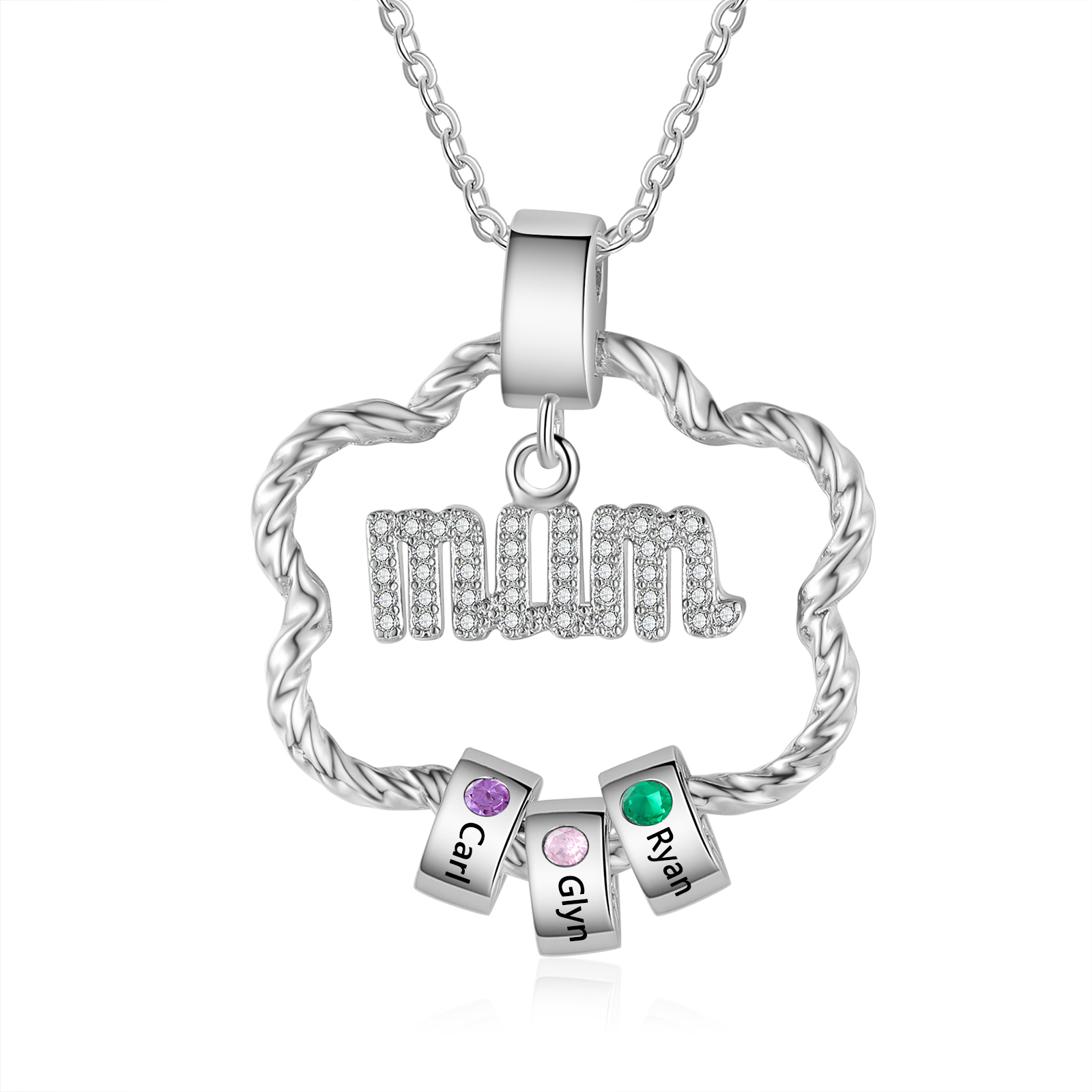 Personalised Mum Pendant Necklace Custom 2-5 Birthstones & 2-5 Names Gifts for Mother-Jessemade AU