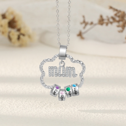 Personalised Mum Pendant Necklace Custom 2-5 Birthstones & 2-5 Names Gifts for Mother-Jessemade AU