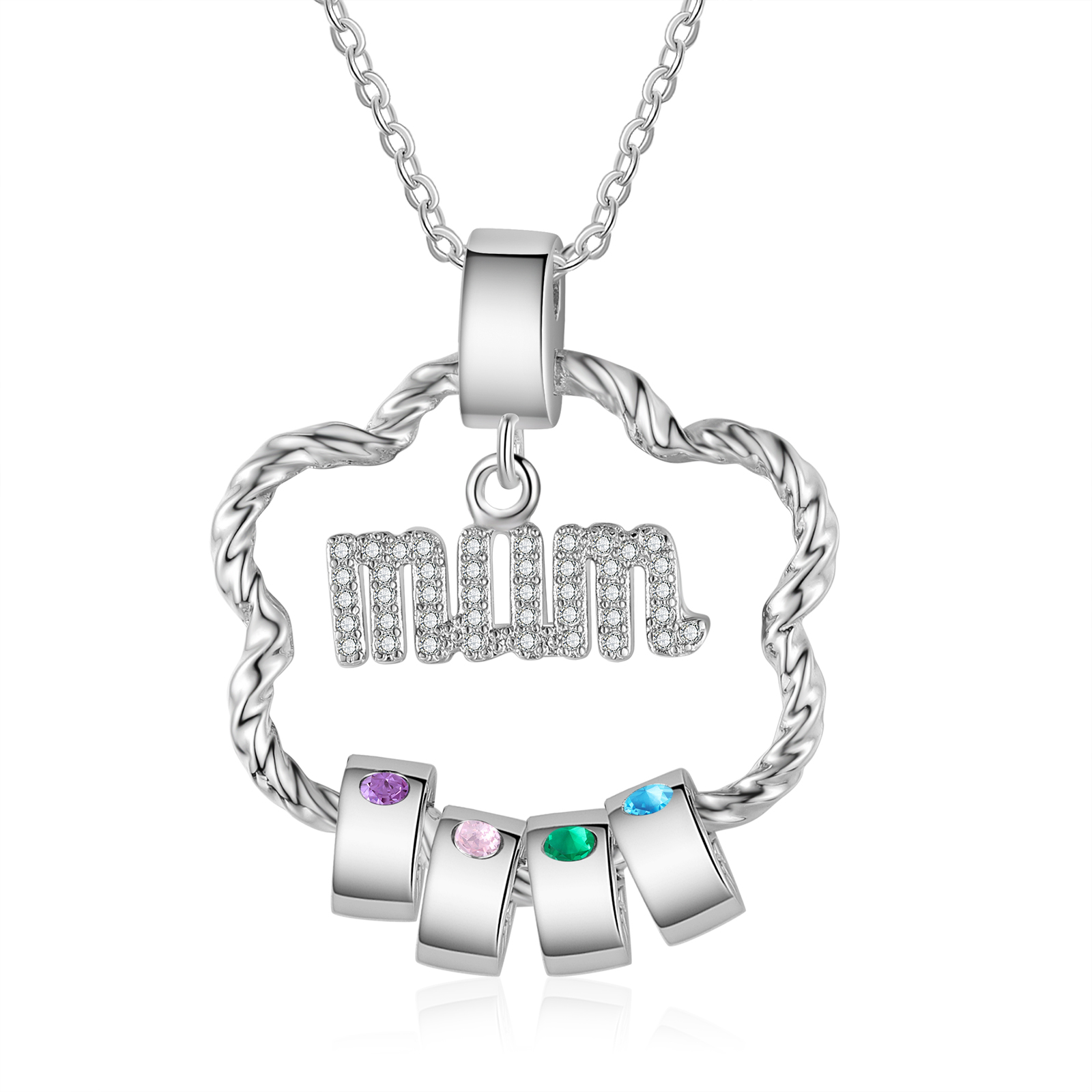 Personalised Mum Pendant Necklace Custom 2-5 Birthstones & 2-5 Names Gifts for Mother-Jessemade AU