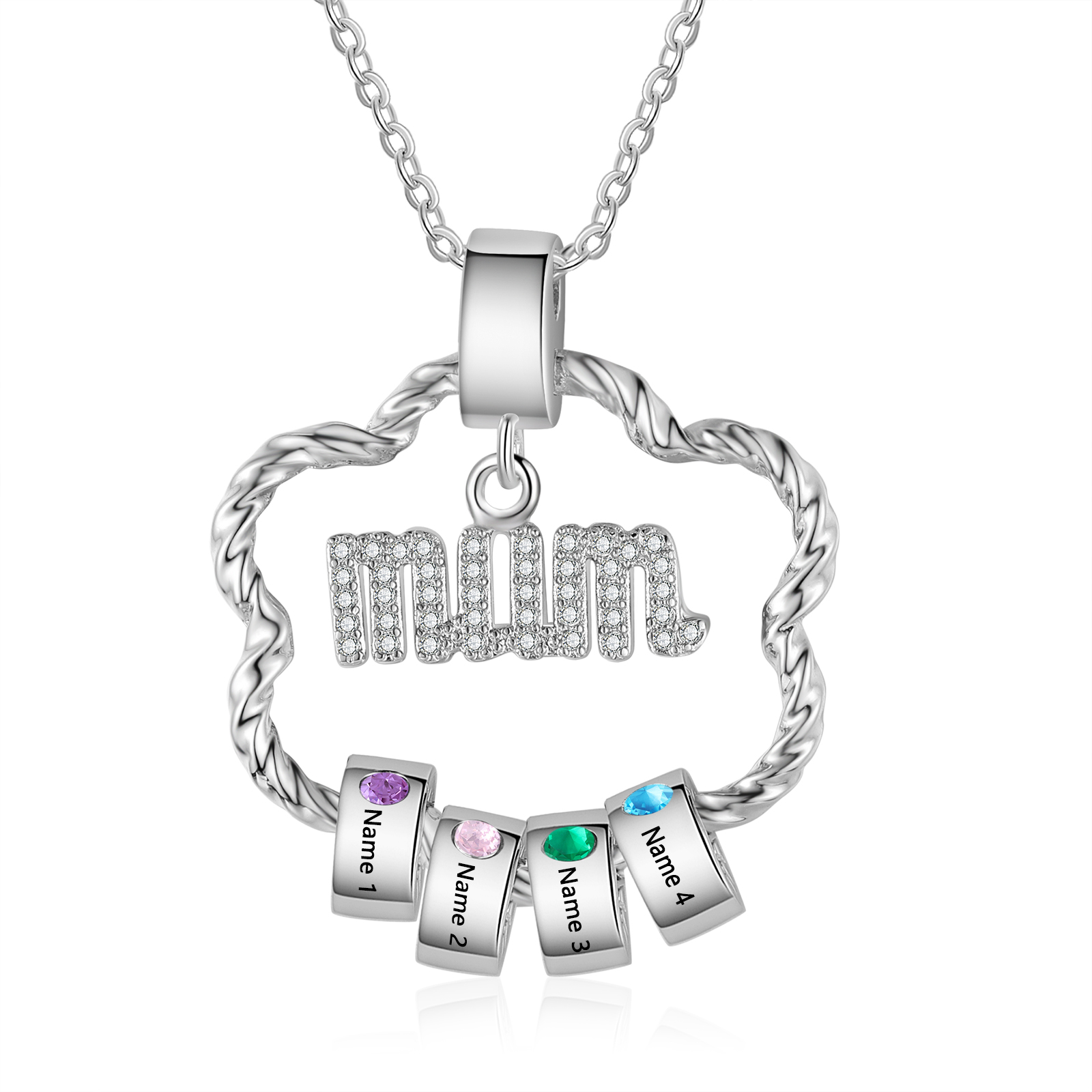 Personalised Mum Pendant Necklace Custom 2-5 Birthstones & 2-5 Names Gifts for Mother-Jessemade AU
