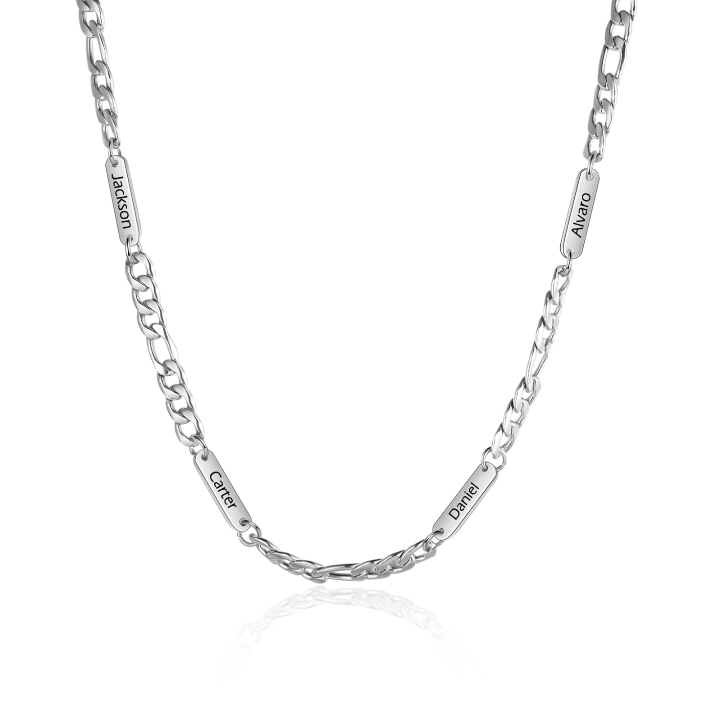 Mens Personalised Necklace Custom 1 to 3 Names Adjustable Stainless Steel Valentine’s Day Gift for Him