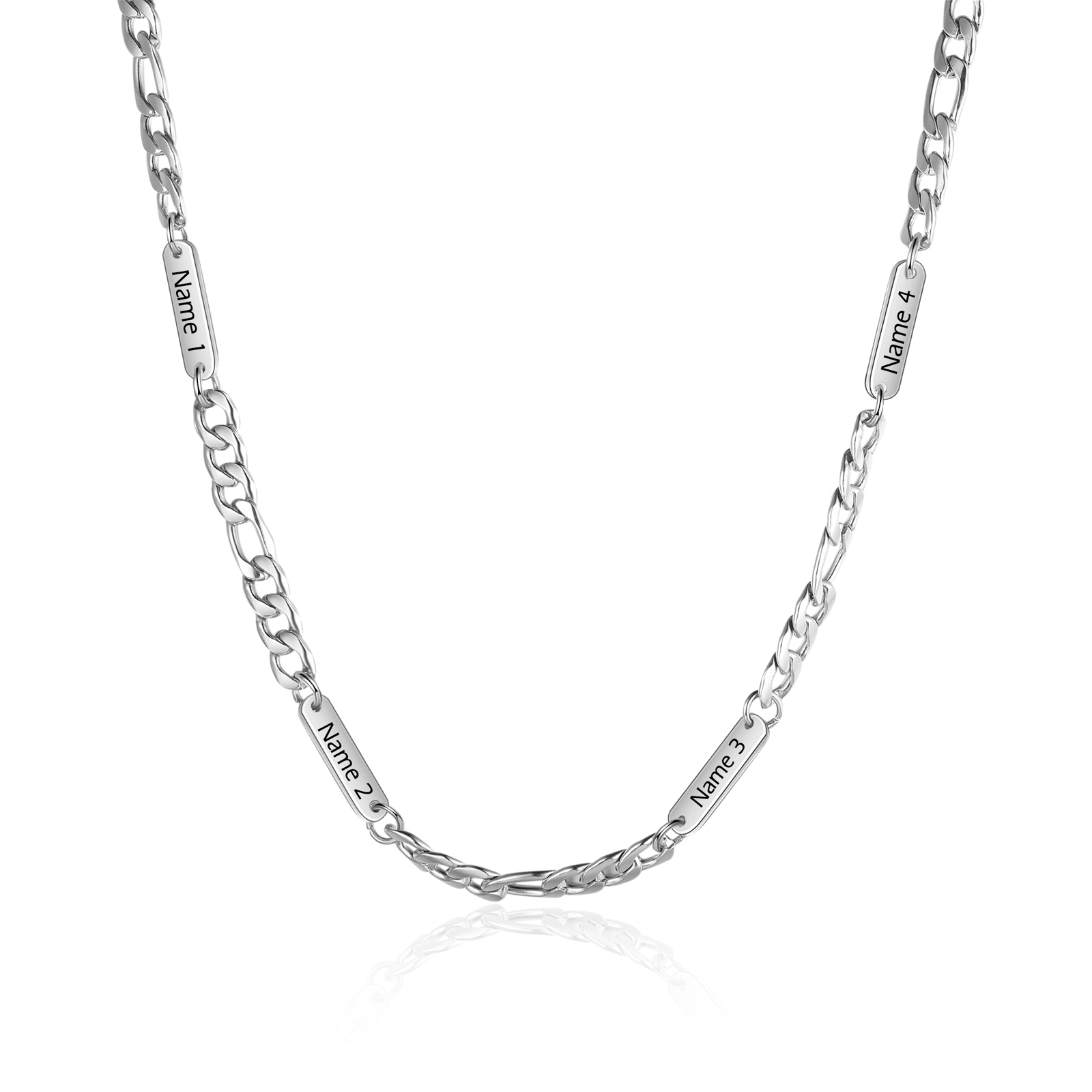 Mens Personalised Necklace Custom 1 to 3 Names Adjustable Stainless Steel Valentine’s Day Gift for Him