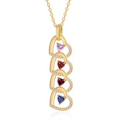 Personalised Heart Pendant Necklace Custom 4-6 Birthstones & 4-6 Names Women's Necklace Gold Gift for Her-Jessemade AU