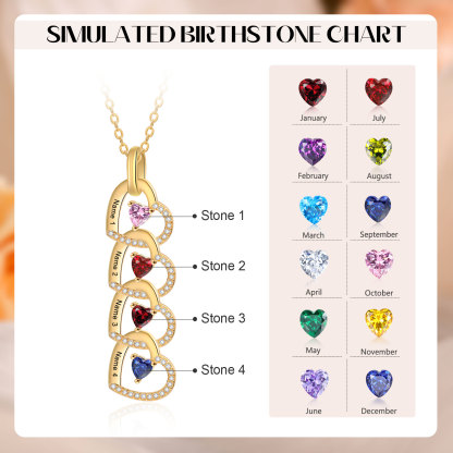 Personalised Heart Pendant Necklace Custom 4-6 Birthstones & 4-6 Names Women's Necklace Gold Gift for Her-Jessemade AU