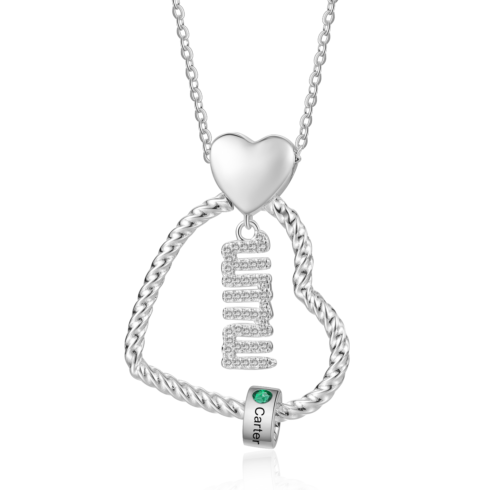 Personalised Heart Pendant Necklace Custom 1-5 Birthstones & 1-5 Names Gifts for Mum-Jessemade AU