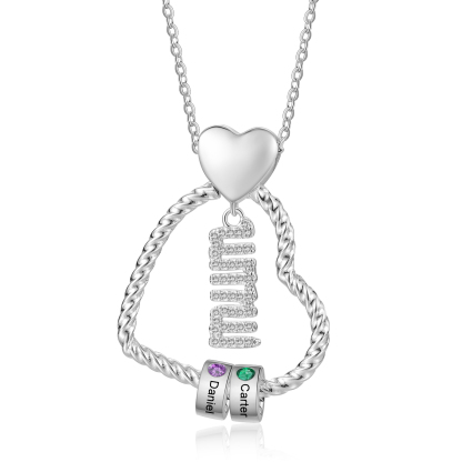Personalised Heart Pendant Necklace Custom 1-5 Birthstones & 1-5 Names Gifts for Mum-Jessemade AU