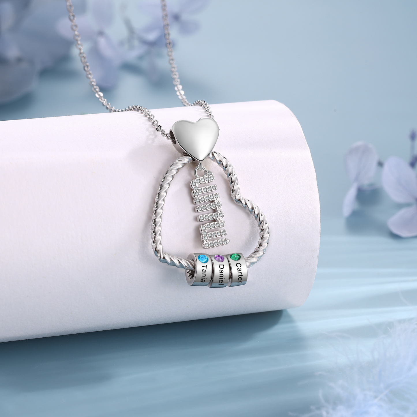 Personalised Heart Pendant Necklace Custom 1-5 Birthstones & 1-5 Names Gifts for Mum-Jessemade AU