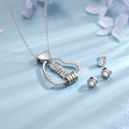 Personalised Heart Pendant Necklace Custom 1-5 Birthstones & 1-5 Names Gifts for Mum-Jessemade AU