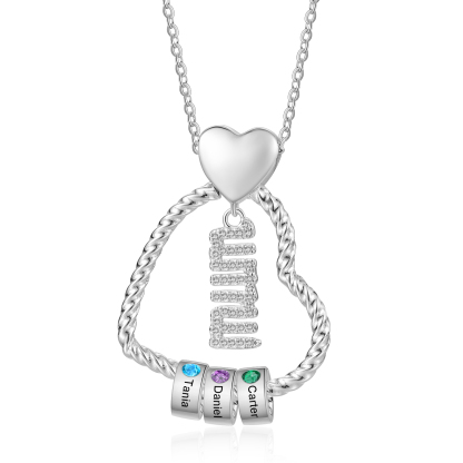 Personalised Heart Pendant Necklace Custom 1-5 Birthstones & 1-5 Names Gifts for Mum-Jessemade AU
