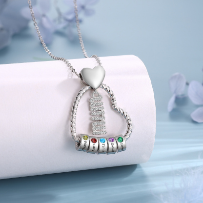 Personalised Heart Pendant Necklace Custom 1-5 Birthstones & 1-5 Names Gifts for Mum-Jessemade AU