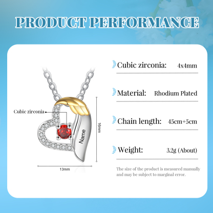 Personalised Heart Pendant Necklace Custom Birthstone & Name Birthday Women Necklace Gift for Her-Jessemade AU