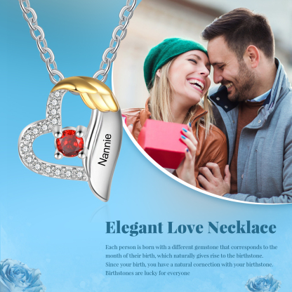 Personalised Heart Pendant Necklace Custom Birthstone & Name Birthday Women Necklace Gift for Her-Jessemade AU