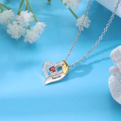 Personalised Heart Pendant Necklace Custom Birthstone & Name Birthday Women Necklace Gift for Her-Jessemade AU