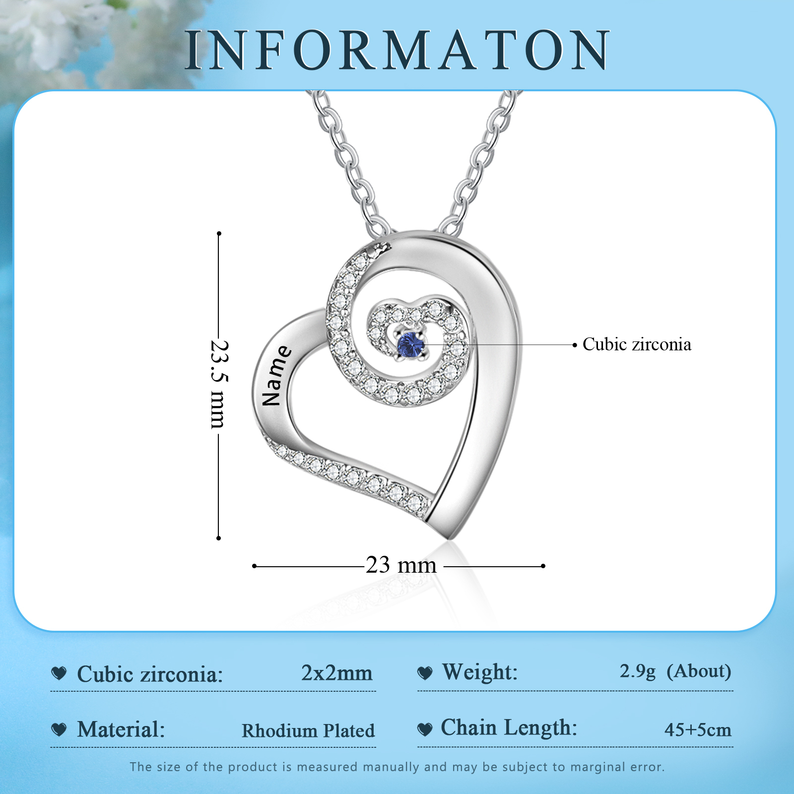 Personalised Heart Pendant Necklace Custom 1 Birthstone & 1 Name Gift for Women Girls-Jessemade AU