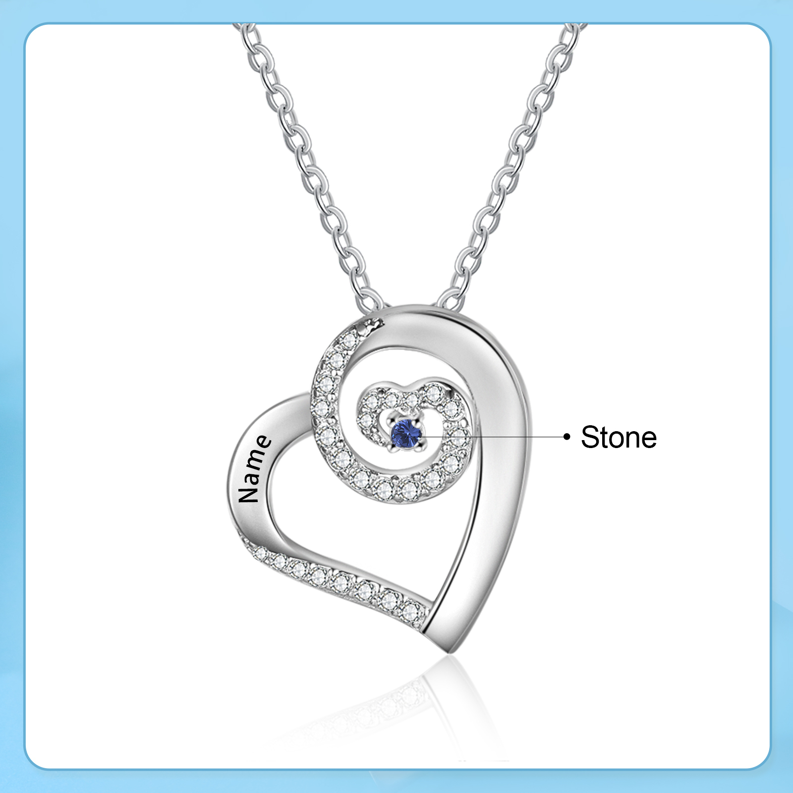 Personalised Heart Pendant Necklace Custom 1 Birthstone & 1 Name Gift for Women Girls-Jessemade AU