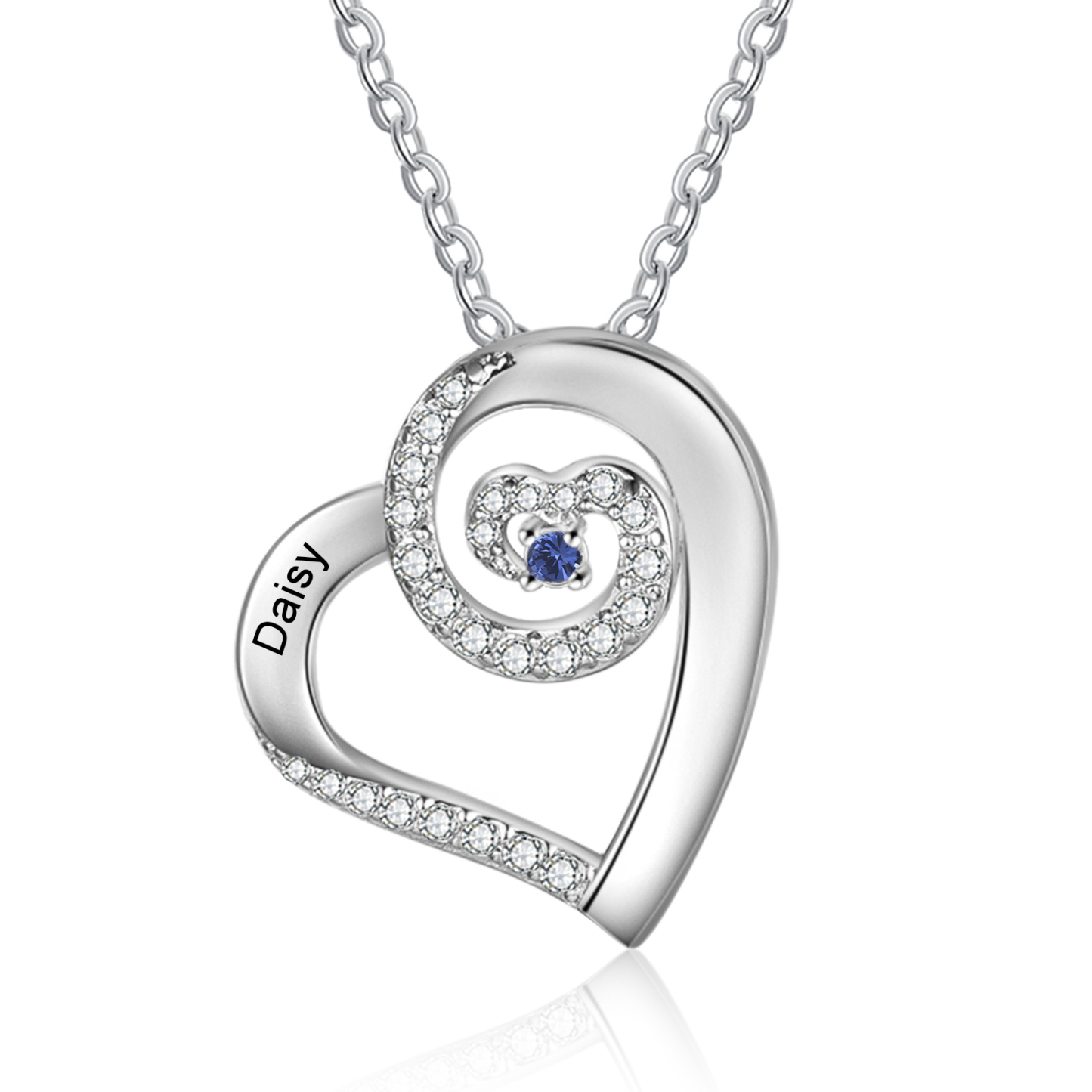 Personalised Heart Pendant Necklace Custom 1 Birthstone & 1 Name Gift for Women Girls-Jessemade AU