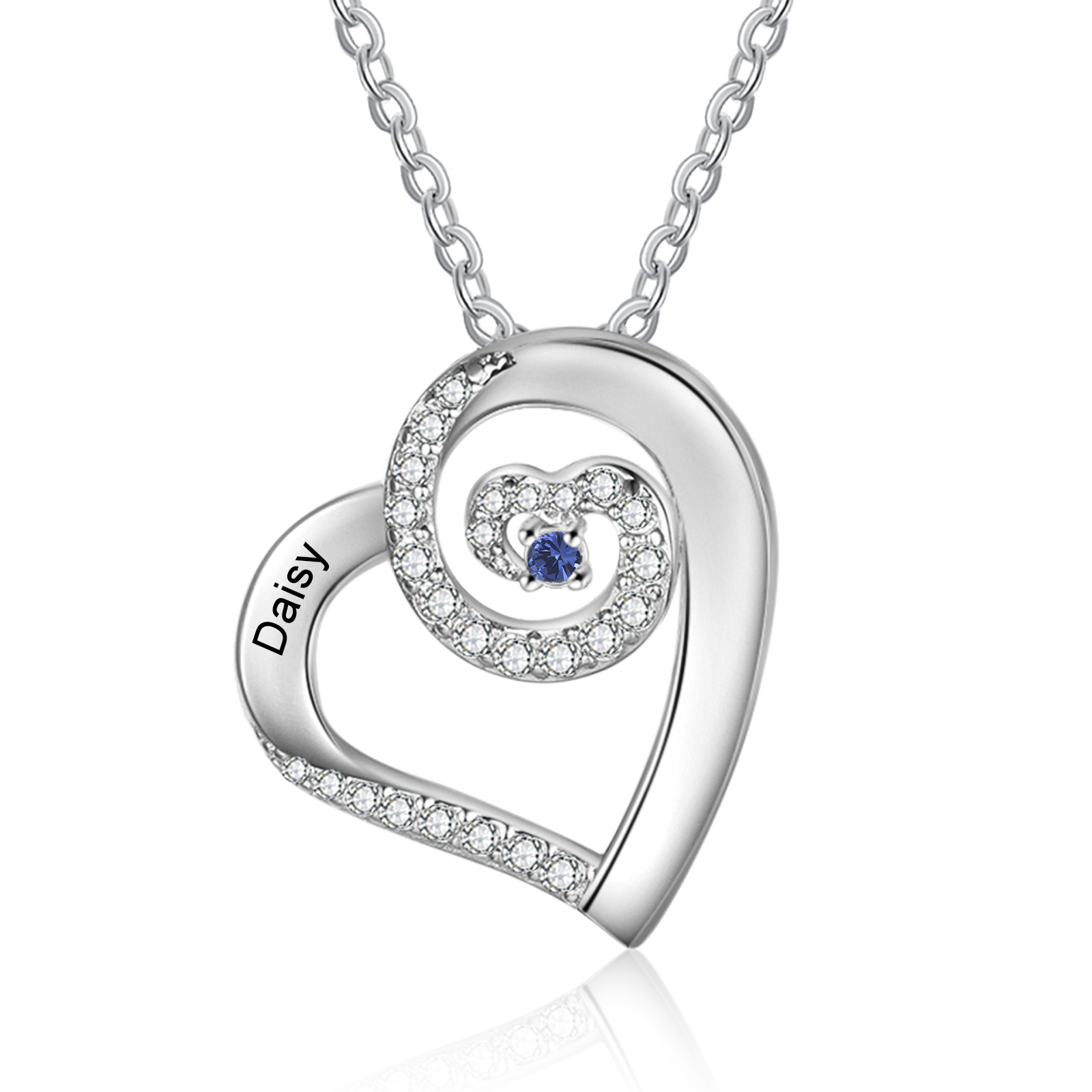 Personalised Heart Pendant Necklace Custom 1 Birthstone & 1 Name Gift for Women Girls-Jessemade AU