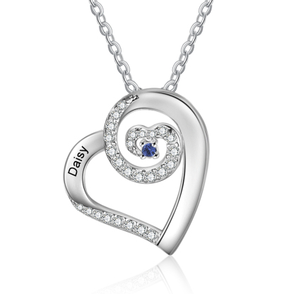 Personalised Heart Pendant Necklace Custom 1 Birthstone & 1 Name Gift for Women Girls-Jessemade AU