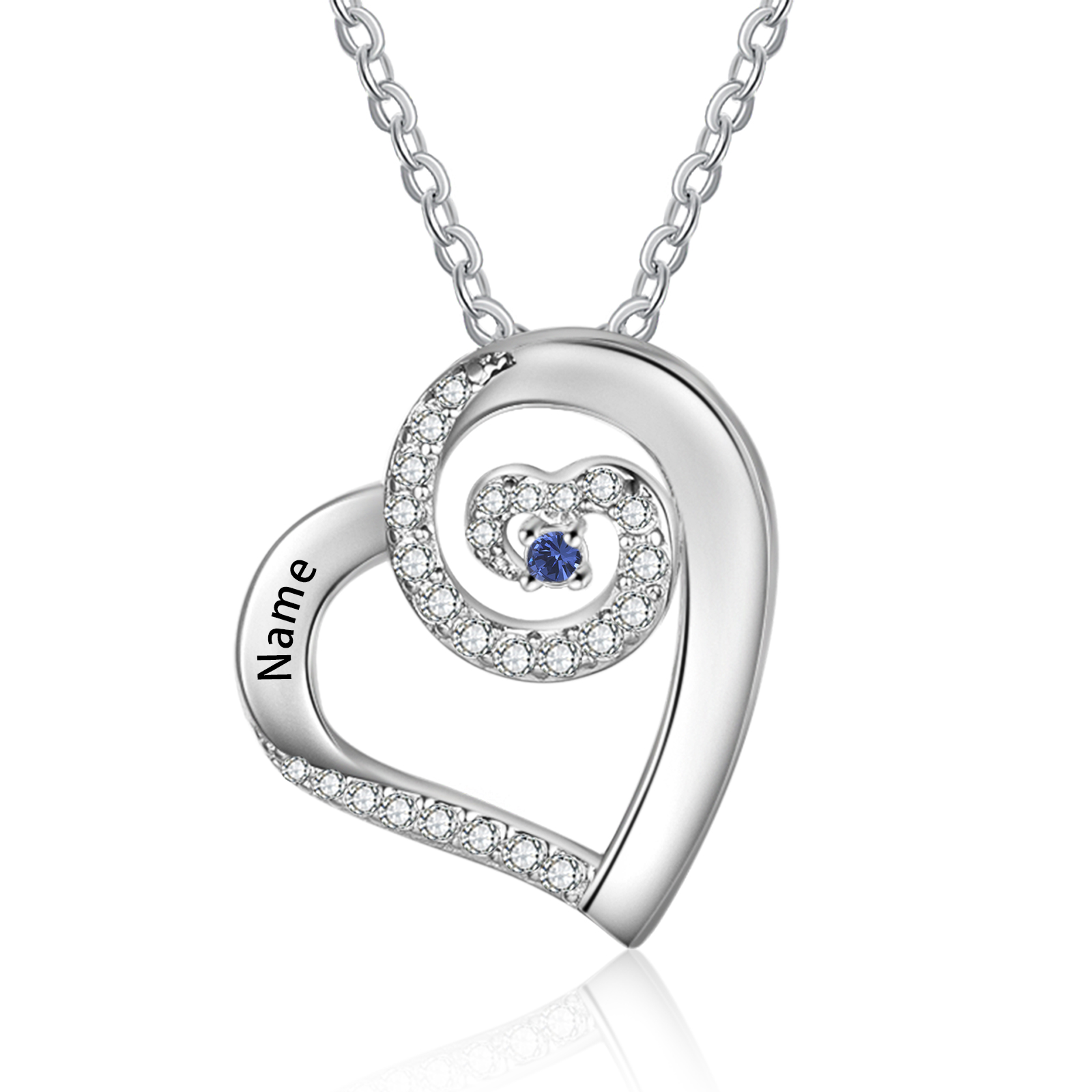 Personalised Heart Pendant Necklace Custom 1 Birthstone & 1 Name Gift for Women Girls-Jessemade AU