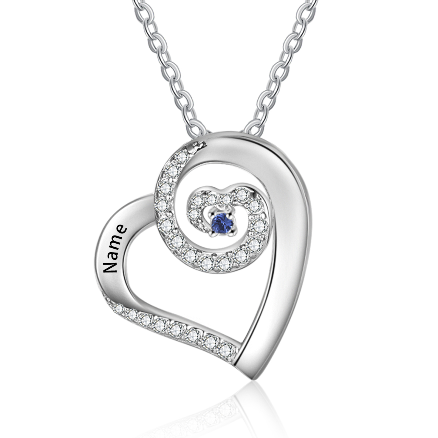 Personalised Heart Pendant Necklace Custom 1 Birthstone & 1 Name Gift for Women Girls-Jessemade AU