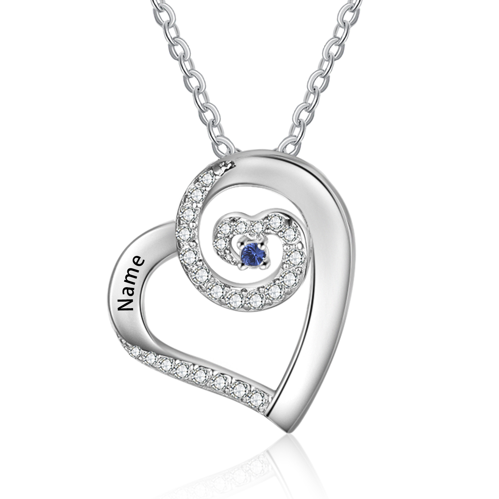 Personalised Heart Pendant Necklace Custom 1 Birthstone & 1 Name Gift for Women Girls-Jessemade AU