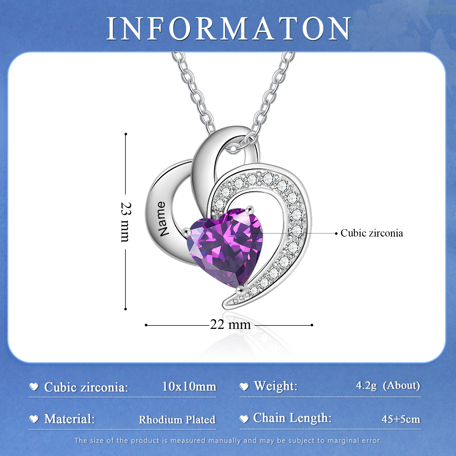 Personalised Heart Birthstone Necklace Custom 1 Name 1 Stone Mother Necklace Gift for Her-Jessemade AU