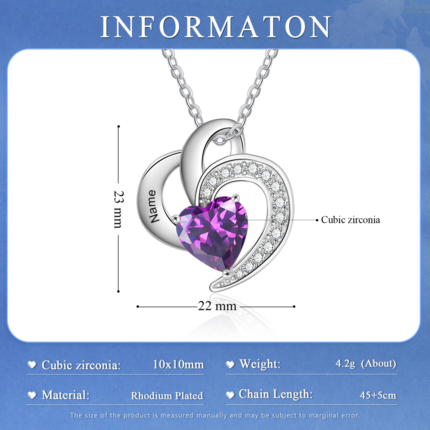 Personalised Heart Birthstone Necklace Custom 1 Name 1 Stone Mother Necklace Gift for Her-Jessemade AU