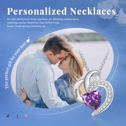 Personalised Heart Birthstone Necklace Custom 1 Name 1 Stone Mother Necklace Gift for Her-Jessemade AU
