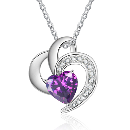 Personalised Heart Birthstone Necklace Custom 1 Name 1 Stone Mother Necklace Gift for Her-Jessemade AU