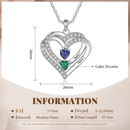 Personalised Interwoven Love Necklace Custom 2 Birthstones & 2 Names Women's Necklace Gift for Her-Jessemade AU