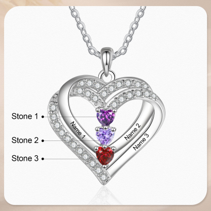 Personalised Interwoven Love Necklace Custom 3 Birthstones & 3 Names Women's Necklace Gift for Her-Jessemade AU