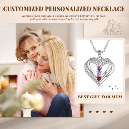 Personalised Interwoven Love Necklace Custom 3 Birthstones & 3 Names Women's Necklace Gift for Her-Jessemade AU