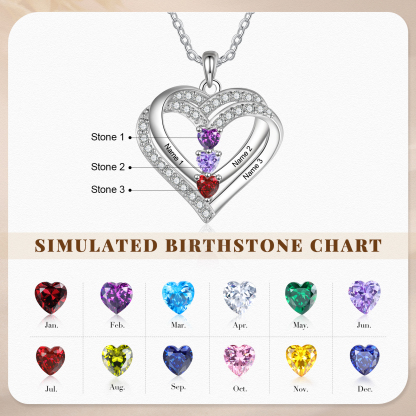 Personalised Interwoven Love Necklace Custom 3 Birthstones & 3 Names Women's Necklace Gift for Her-Jessemade AU