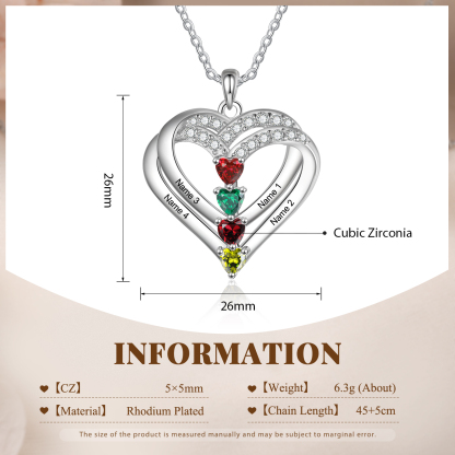 Personalised Interwoven Love Necklace Custom 4 Birthstones & 4 Names Women's Necklace Gift for Her-Jessemade AU