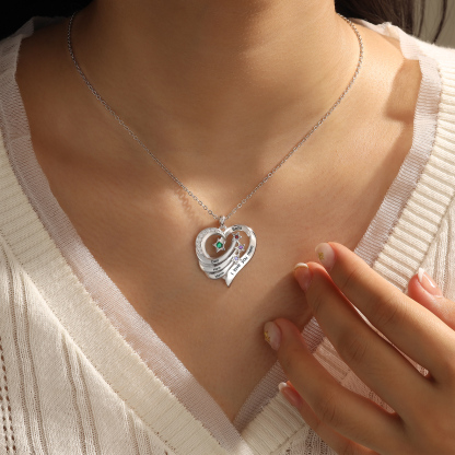 Personalised Moon Star Heart Women's Necklace Custom Birthstone & Name & Text Gift for Her-Jessemade AU
