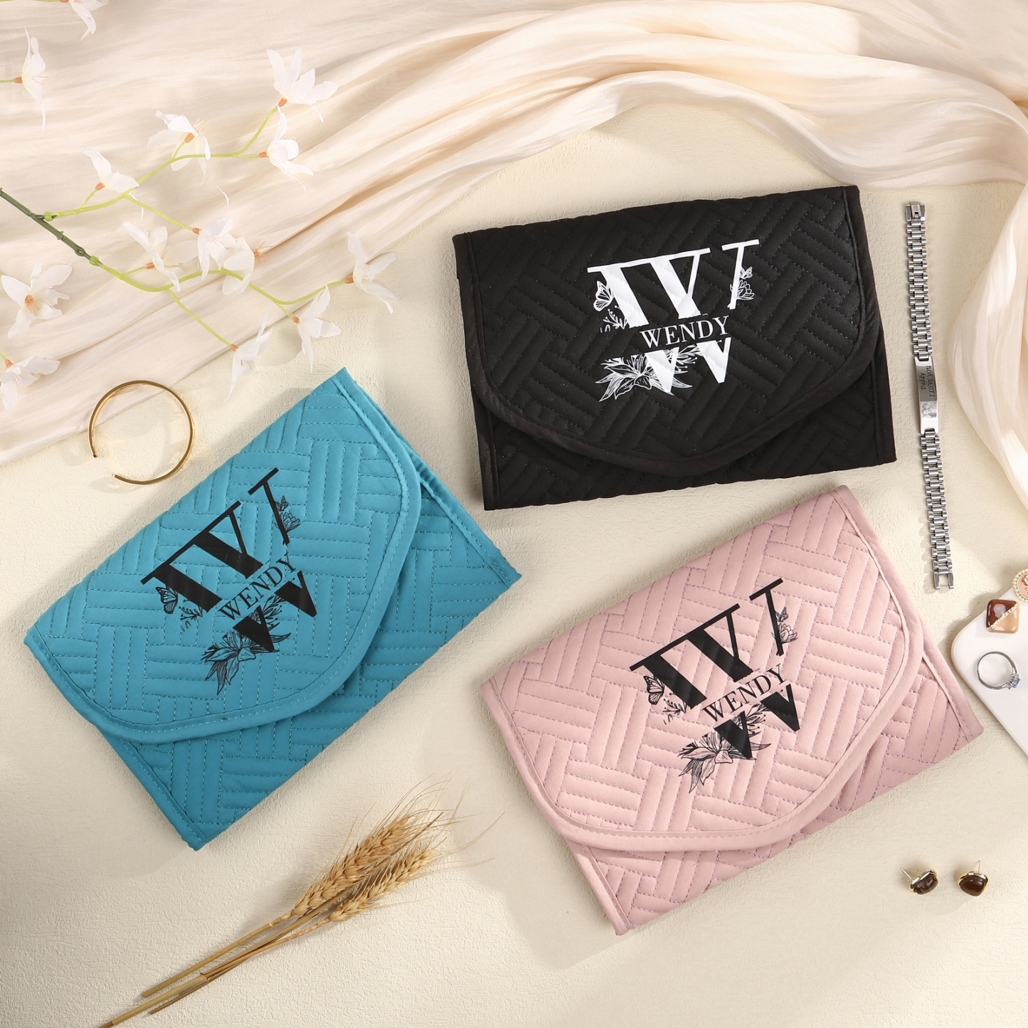 Personalised Name Multi-Functional Storage Jewelry Bag Custom Makeup Bag Jewelry Storage Gifts for Her-Jessemade AU