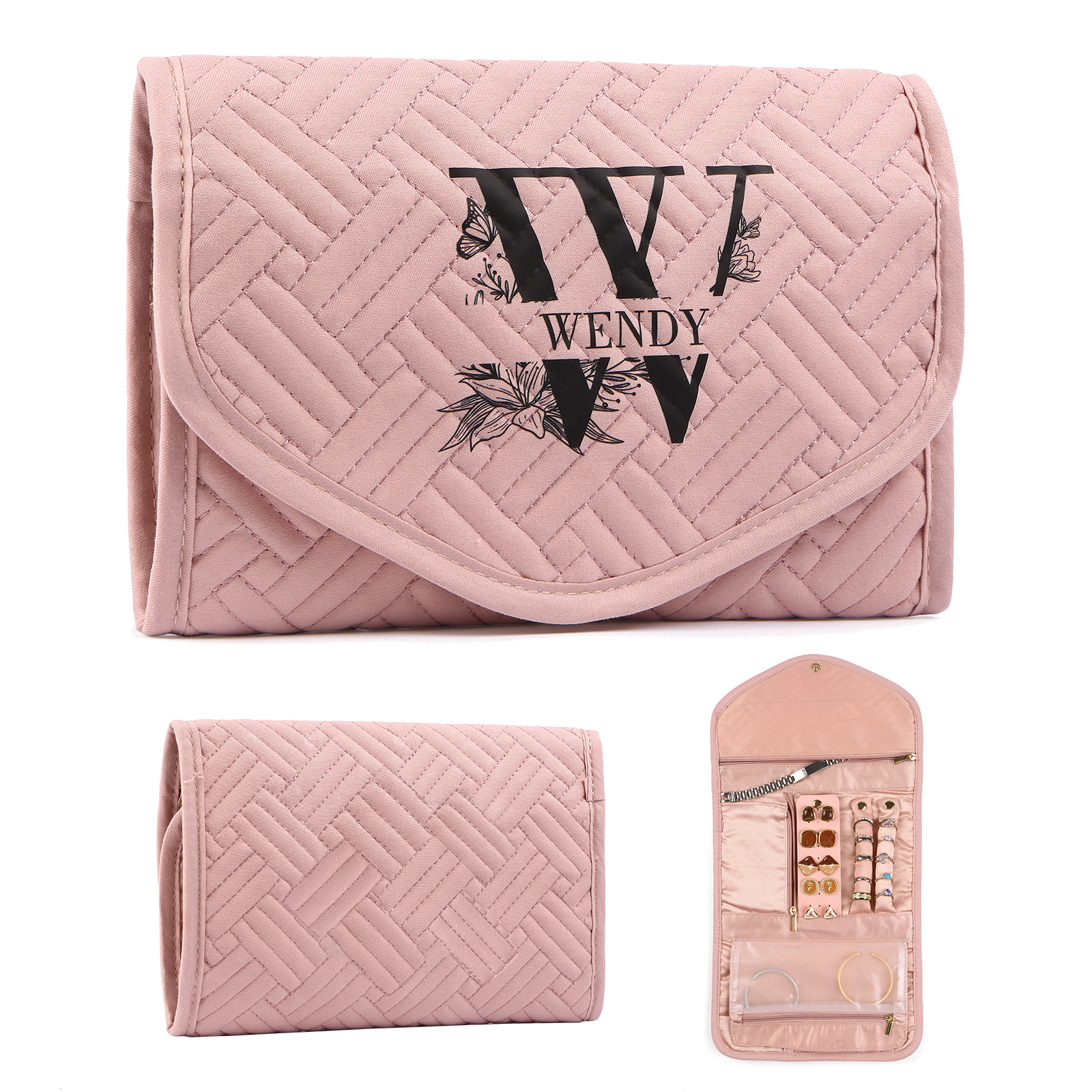 Personalised Name Multi-Functional Storage Jewelry Bag Custom Makeup Bag Jewelry Storage Gifts for Her-Jessemade AU