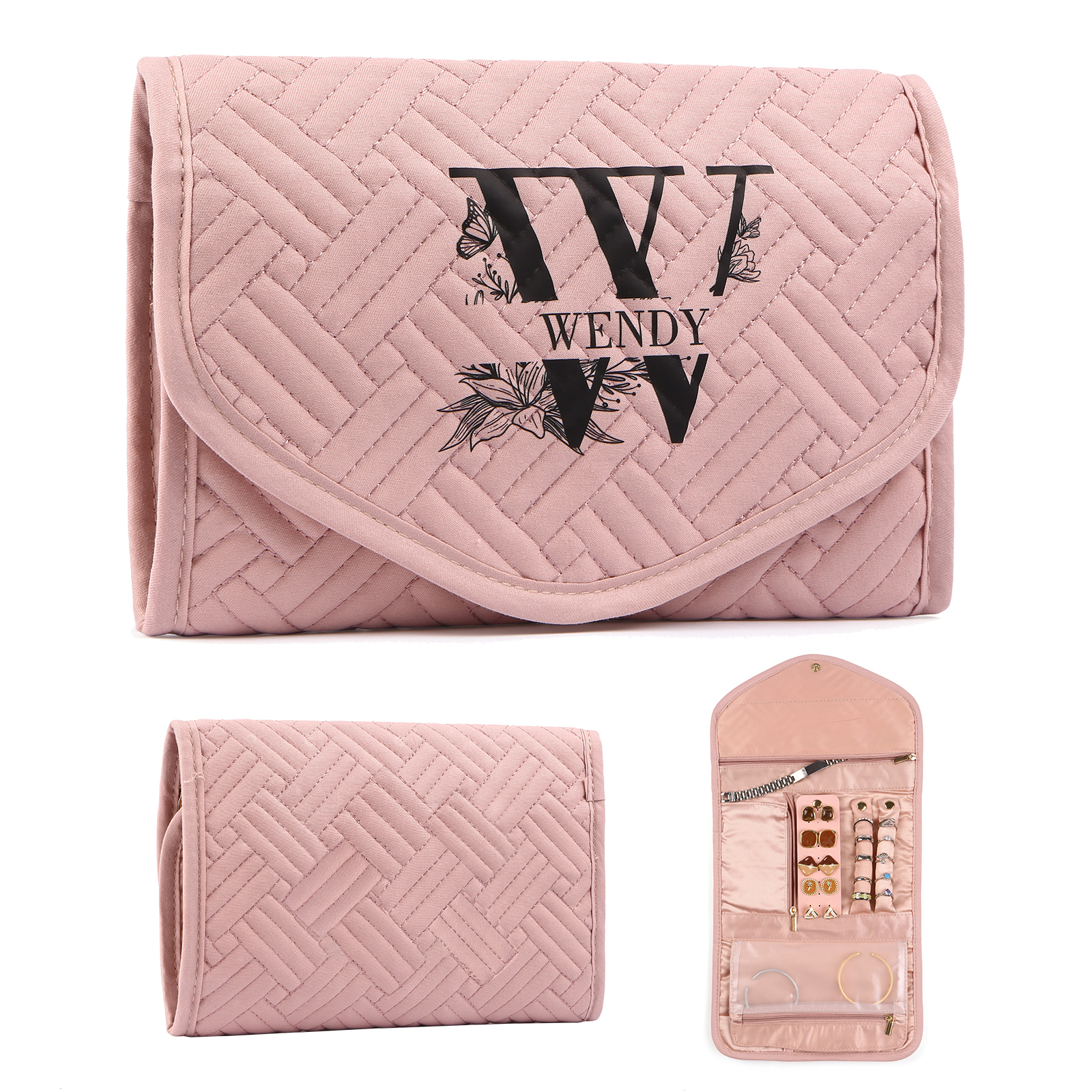 Personalised Name Multi-Functional Storage Jewelry Bag Custom Makeup Bag Jewelry Storage Gifts for Her-Jessemade AU