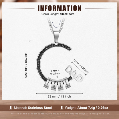 Personalised Dad Necklace Custom 1–6 Names Stainless Steel Gifts for Him-Jessemade AU